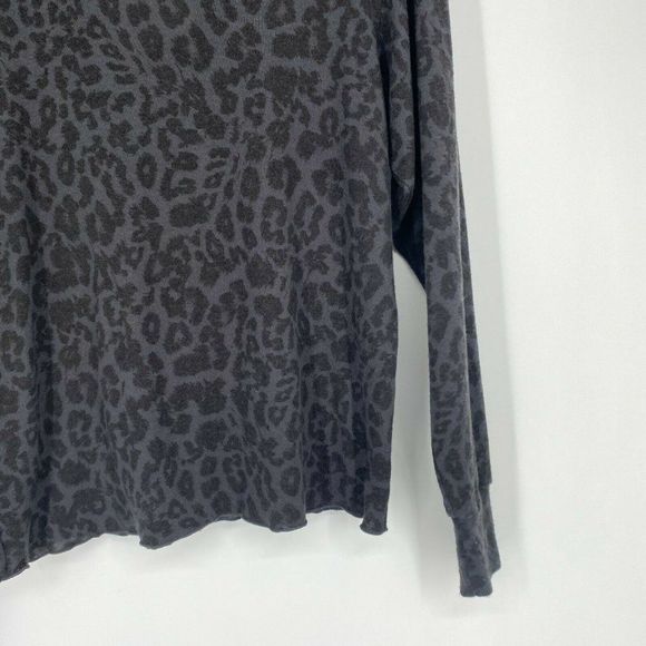 LNA Animal Print Cut Out Frill Hem Long Sleeve Pullover Sweater Black Women's XS - Picture 6 of 10